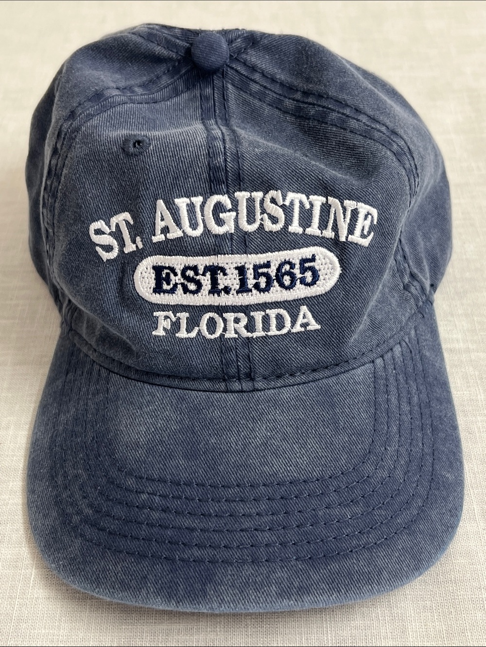 🌞 ESY St Augustine Florida disteased factory faded Navy Baseball Dad Hat men OS